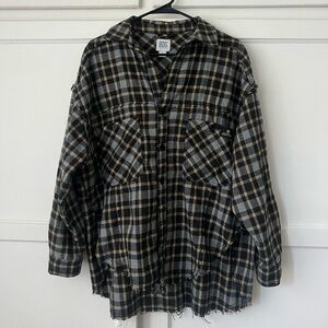 BDG Y2K Oversized Grunge 90’s Plaid Black Top - Large